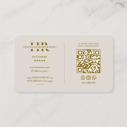 Minimaler Beruflicher Monogram Sand Moderner Visitenkarte (Rückseite)