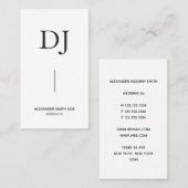 Minimaler Beruflicher Monogramm DJ Visitenkarte (Vorne/Hinten)