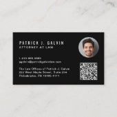 Minimaler Beruflicher QR Code Foto Schwarz Visitenkarte (Vorderseite)