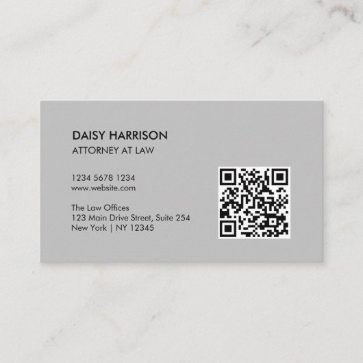 Minimaler Beruflicher QR-Code grau Visitenkarte (Vorderseite)