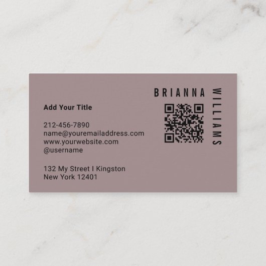 Minimaler beruflicher QR-Code Graurosa Monogramm Visitenkarte (Rückseite)