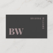 Minimaler beruflicher QR-Code Graurosa Monogramm Visitenkarte (Vorderseite)