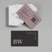 Minimaler beruflicher QR-Code Graurosa Monogramm Visitenkarte
