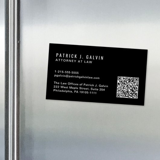 Minimaler Beruflicher QR-Code schwarz Magnetische Visitenkarte