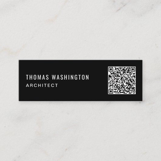 Minimaler Beruflicher QR-Code schwarz Mini Visitenkarte (Vorderseite)