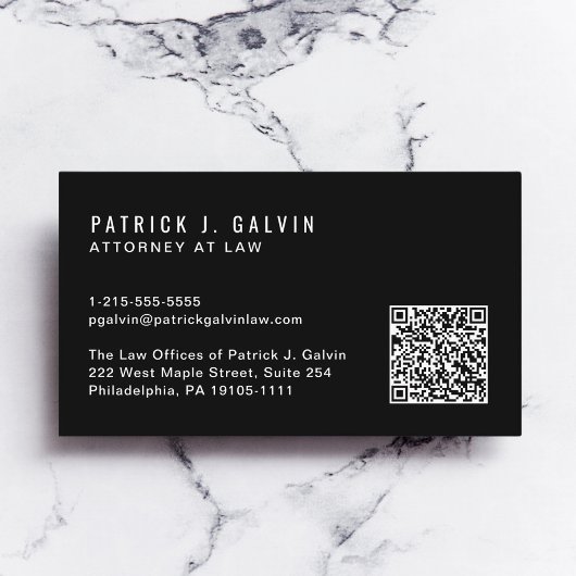 Minimaler Beruflicher QR-Code schwarz Visitenkarte
