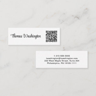 Minimaler Beruflicher QR-Code Stilvolles Skript Mini Visitenkarte
