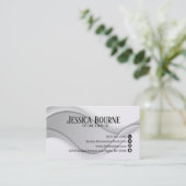 Minimaler Beruflicher QR-Code Weißsilber Visitenkarte (Stehend Vorderseite)