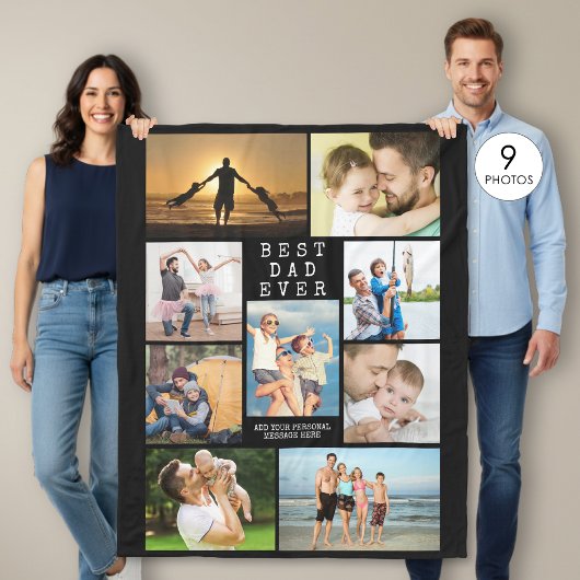 Minimaler BEST VATER EVER 9 FotoCollage Personalis Fleecedecke