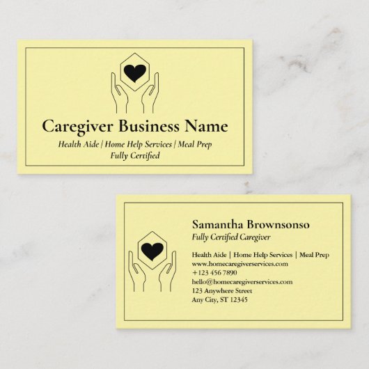 Minimaler Betreuer für Gelbhandherz Visitenkarte (Vorne/Hinten)