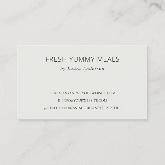 Minimaler Black Kraft Moderner Koch Hat Catering Visitenkarte (Rückseite)