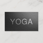 Minimaler Black Silver Embossed Text Yoga Instruct Visitenkarte (Vorderseite)