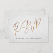 Minimaler Black & White Rose Gold Typ Hochzeit RSV Einladung (Vorne/Hinten)