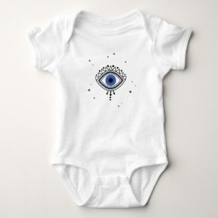 Minimaler Blauer Augenschutz ethnischer Talisman Baby Strampler