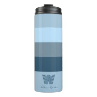 Minimaler blauer Bars Monogram Thermal Tumbler