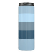 Minimaler blauer Bars Monogram Thermal Tumbler Thermosbecher (Rückseite)