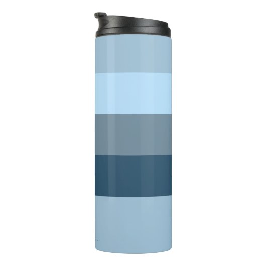 Minimaler blauer Bars Monogram Thermal Tumbler Thermosbecher (Nach rechts gedreht)