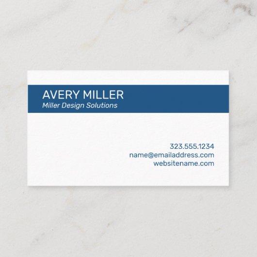Minimaler Blauer Streifen auf Weiß Visitenkarte (Rückseite)