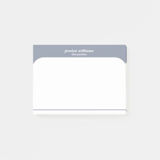 Minimaler blauer und weißer Individuelle Name Post-it Klebezettel (Vorderseite)