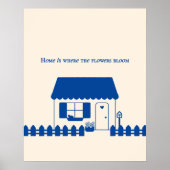 Minimaler Blaues Cottage Poster (Vorne)