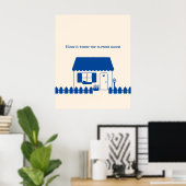 Minimaler Blaues Cottage Poster (Heimbüro)