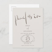 Minimaler Bleistift in Braunkohle Save the Date Ankündigungspostkarte (Vorne/Hinten)