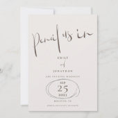 Minimaler Bleistift in informeller Schrift Cream B Save The Date (Vorderseite)