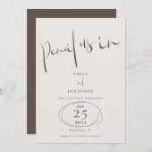 Minimaler Bleistift in informeller Schrift Cream B Save The Date (Vorne/Hinten)