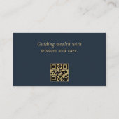 Minimaler Blue Gold QR Code für Finanzberater Visitenkarte (Rückseite)