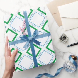 Minimaler Blue Green Medium Diamond japanischer Te Geschenkpapier