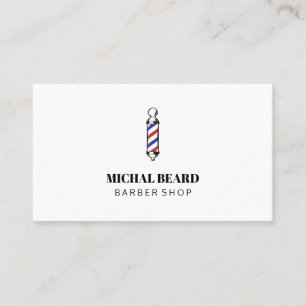 Minimaler Blue Red Barber Shop Haarbart Visitenkarte