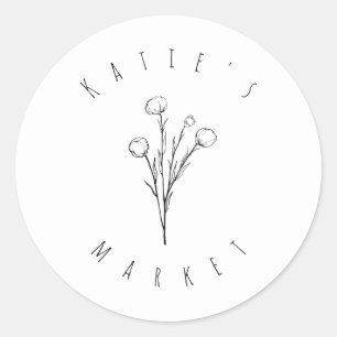 Minimaler Blumenkleber Runder Aufkleber