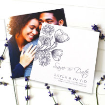Minimaler Blumenlavender Save the Date Fotokarte