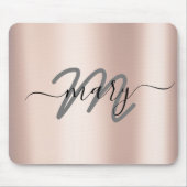 Minimaler Blush-Rose Monogramm Grau Mousepad (Vorne)