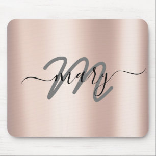 Minimaler Blush-Rose Monogramm Grau Mousepad