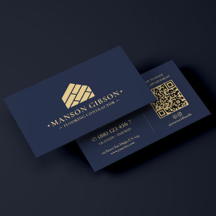 Minimaler Bodenleger Dark Navy Blue QR Visitenkarte