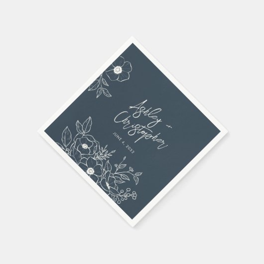 Minimaler Botanischer Blumencocktail Serviette (Ecke)