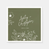 Minimaler Botanischer Blumencocktail Serviette (Vorderseite)