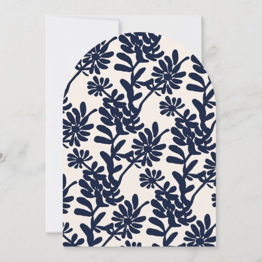 Minimaler Botanischer Boho Blue Brautparty Arch Einladung (Rückseite)