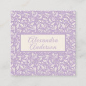 Minimaler botanischer Lavendel Blätter Musterskrip Quadratische Visitenkarte (Vorderseite)