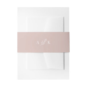 Minimaler botanischer Leaf Custom Monogram Pink Wh Einladungsbanderole