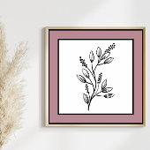 Minimaler botanischer Leaf Line Art Mauve Pum Gren Poster