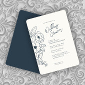 Minimaler botanischer Navy Blauer Polterabend Einladung