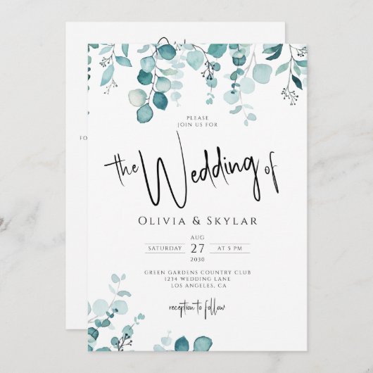 Minimaler botanischer QR-Code UAWG alle in einer H Einladung (Vorne/Hinten)