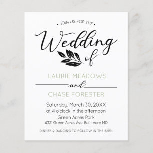 Minimaler Branch Budget Hochzeit Flyer