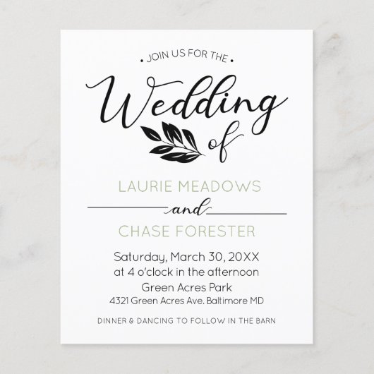 Minimaler Branch Budget Hochzeit Flyer (Vorne)