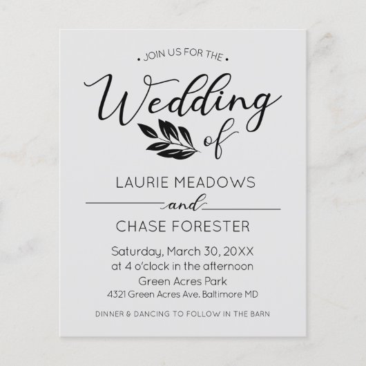 Minimaler Branch Budget Hochzeit Flyer (Vorne)