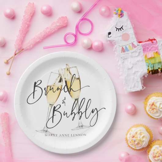 Minimaler Bridal Brunch und Bubbly Pappteller (Party)