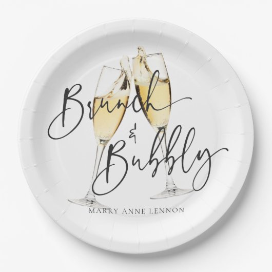 Minimaler Bridal Brunch und Bubbly Pappteller (Vorderseite)