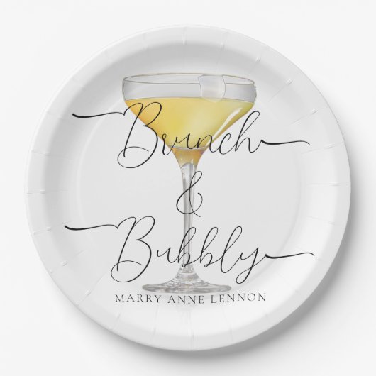 Minimaler Bridal Brunch und Party mit Bläschen Pappteller (Vorderseite)